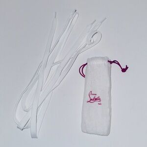Christian Louboutin White Shoe Laces 52 in and DrawString Bag